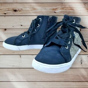 DISNEY-FROZEN NAVY & SILVER GLITTER HIGH-TOP SZ 9.5